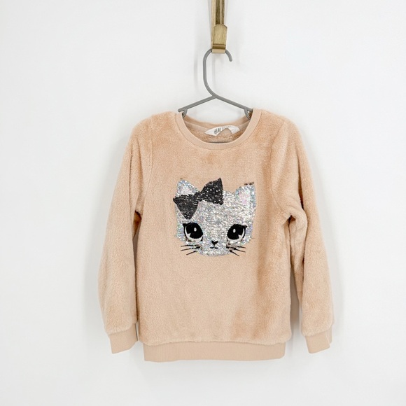 H&M Tan and Pink Cat Face Sweater - Picture 2 of 4